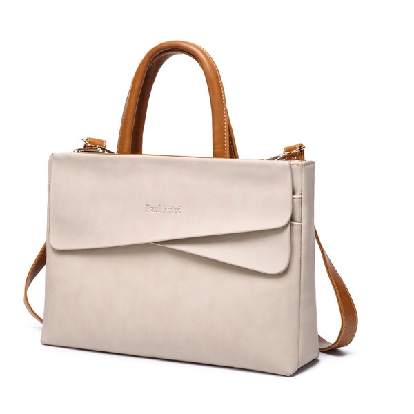 Bolso delgado para computadora portátil de cuero genuino para mujer para computadora portátil Macbook o tableta / Maletín para computadora portátil de negocios inteligente para damas / Estuche elegante para computadora portátil universitaria