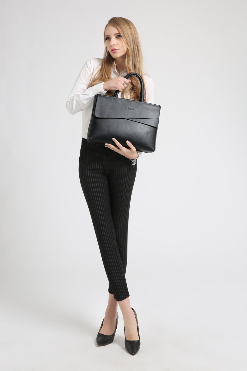 Slim Genuine Leather Womans Laptop Bag for MacBook Laptop or tablet Ladies smart business laptop briefcase Stylish College Laptop case zdjęcie 7