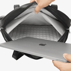 Vegan PU Leather Large Capacity Laptop Bag Messenger Bag for MacBook or Laptop Womans laptop briefcase bag MacBook Bag immagine 10