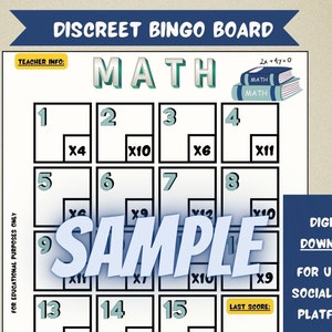 Discreet Bingo Board Digital Bingo Board WTA Bingo Board 120 in Each Row PYP Bingo Board BNO Host Live Streaming Bingo Board Lines 1-15