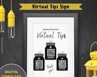 Virtual Tip Jar Sign: Customizable QR Code Template (Digital Download)