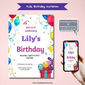 Birthday Party Invitation Digital Invitation Printable Invitation Adults Kids Party Invitation Birthday Card Invite Invitation Template Cute
