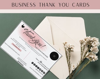 Cartes de remerciement professionnelles Inserts Cartes de visite Cartes de remerciement Cartes de remerciement pour votre achat Modèle de carte de visite imprimable Modifiable