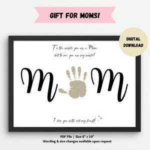 Mom Handprint Gift Mothers Day Gift Personalized Handprint Art for Moms Printables Gifts for Her
