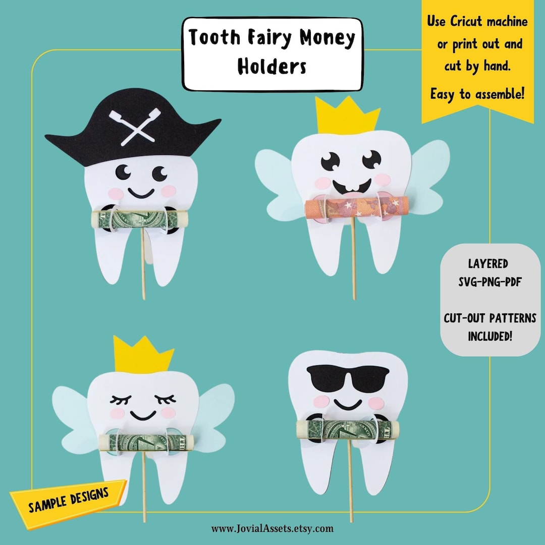 Tooth Fairy Money Holder Money Card Design SVG Files PNG Files PDF