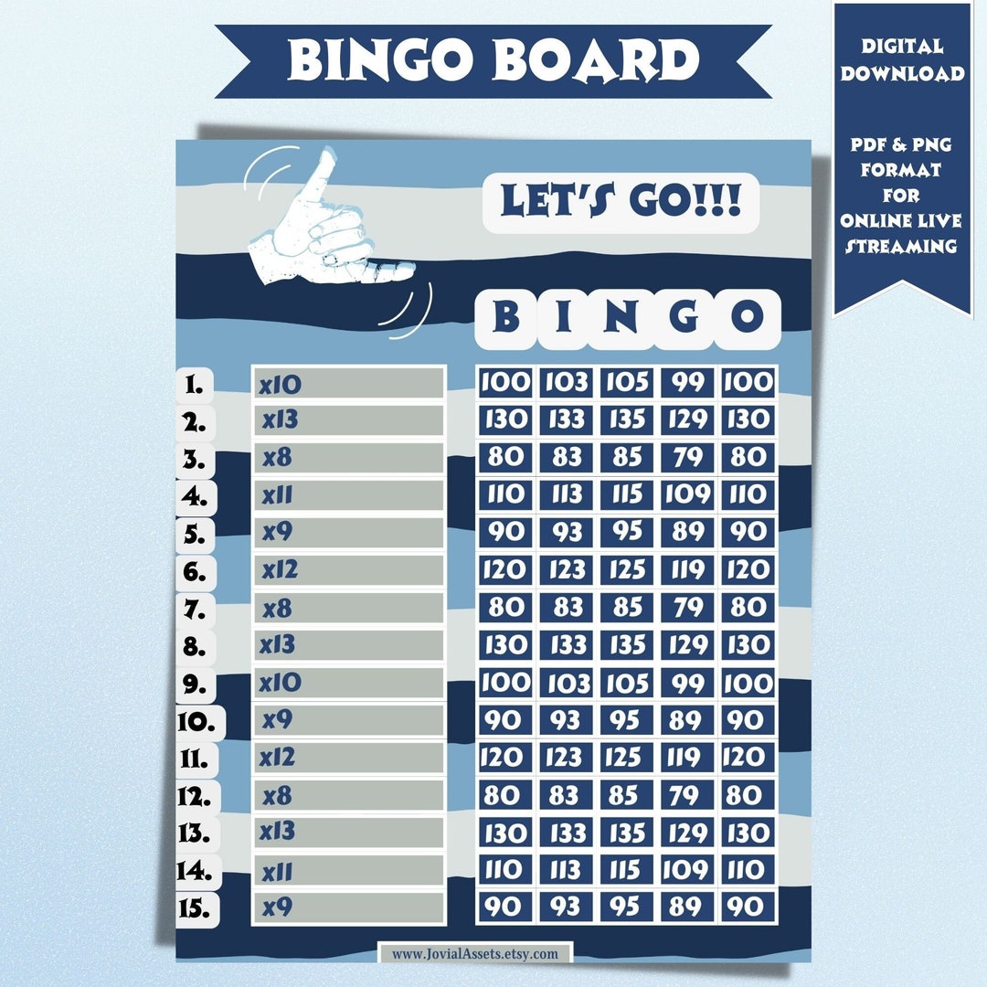 Bingo boards digital bingo boards pyp bingo wta bingo boards with
