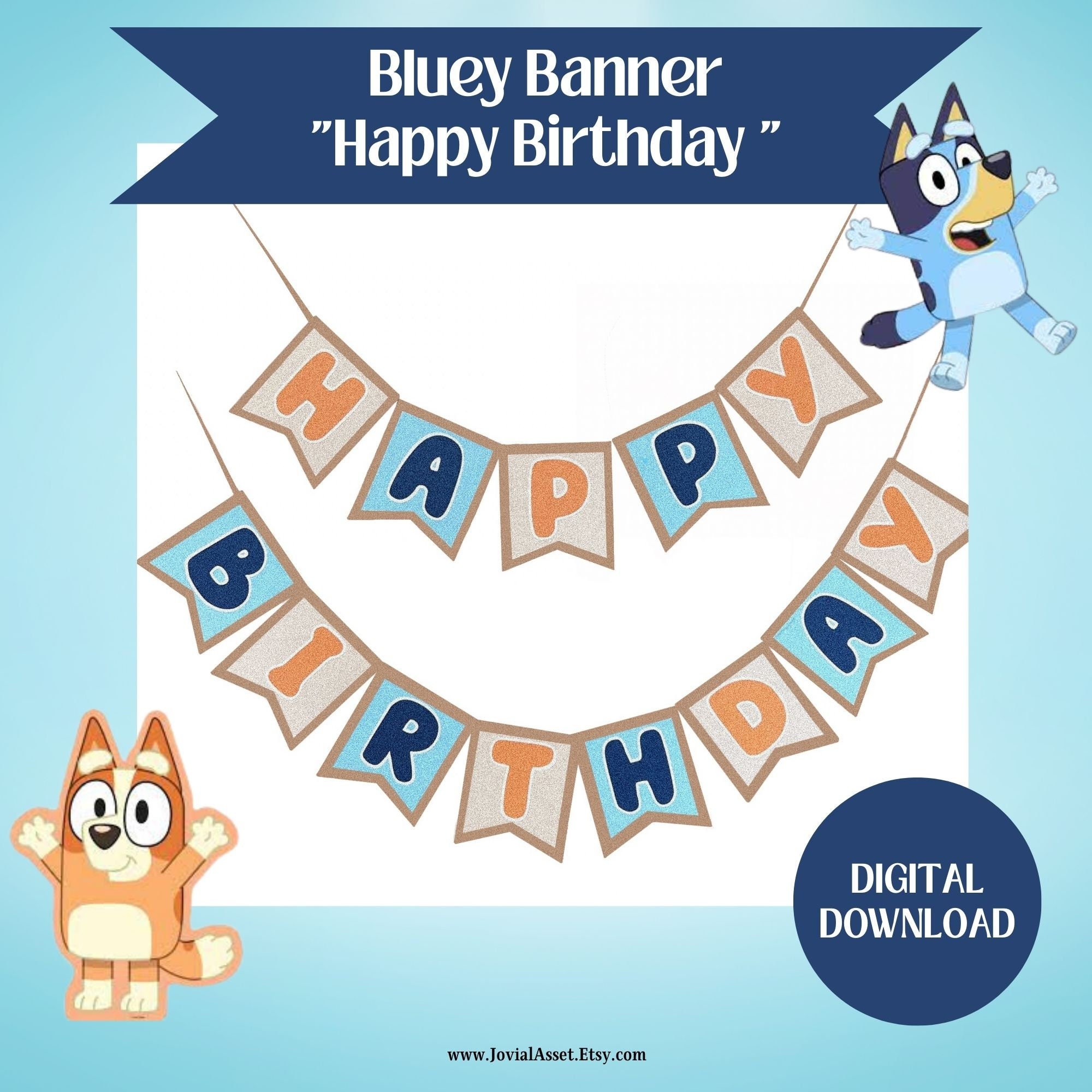 Bluey 4 Birthday Banner Personalized Party Backdrop Decoration – Cakecery