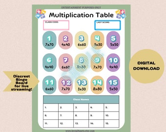 Math Class Bingo Discreet Bingo Board Classroom Bingo Digital Bingo Board Bingo WTA PYP Digital Download BNO Digital Game Board Live Stream