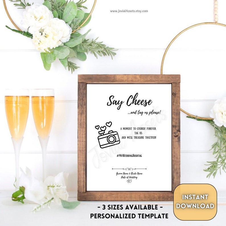 Custom Wedding Hashtag Sign | Wedding Social Media Sign | Oh Snap ...