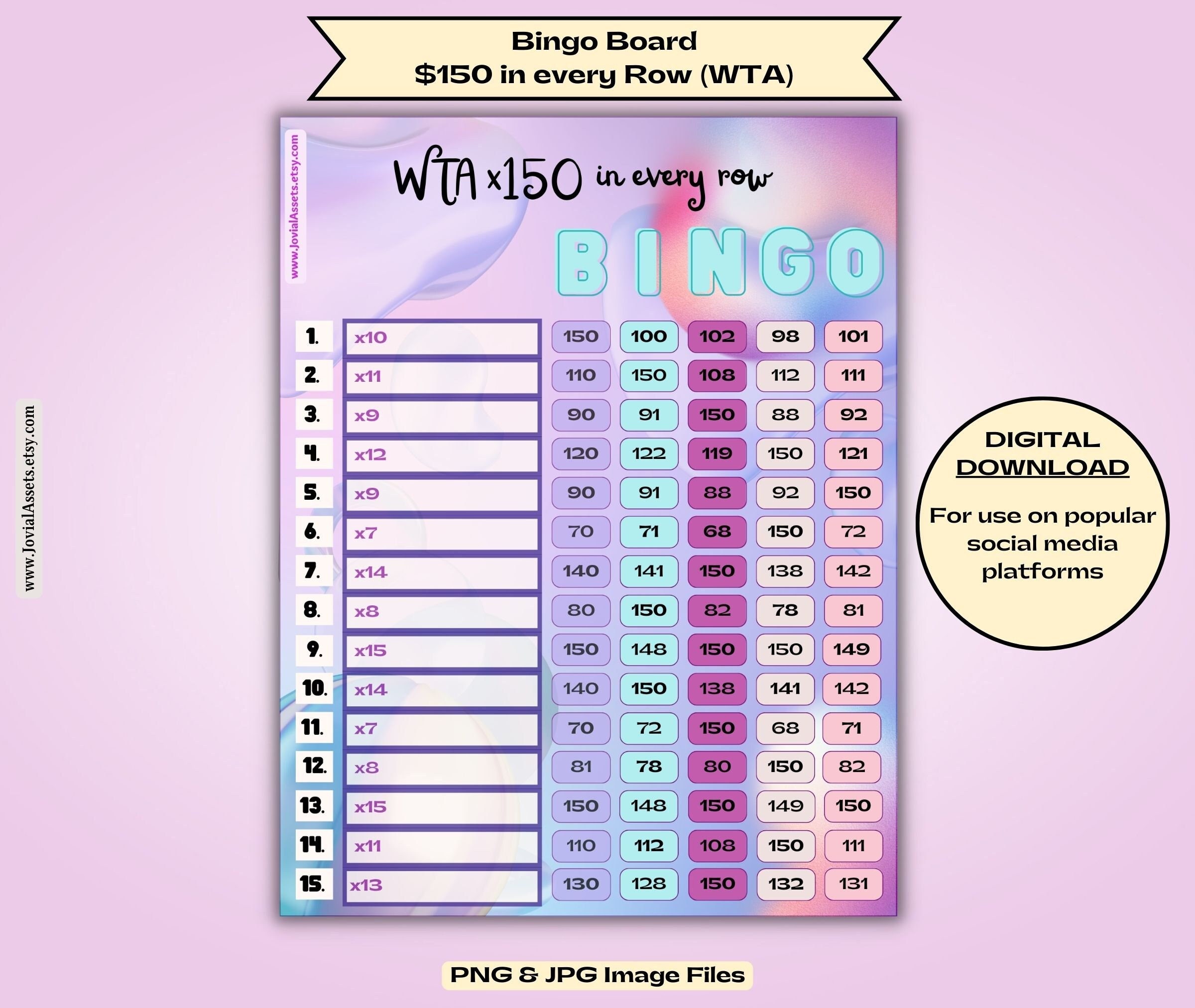 Bingo Board Digital Bingo Boards WTA Bingo Board PYP Bingo Board High Limit Bingo Board with Profits Downloaded Bingo Board Tik Tok Clapper