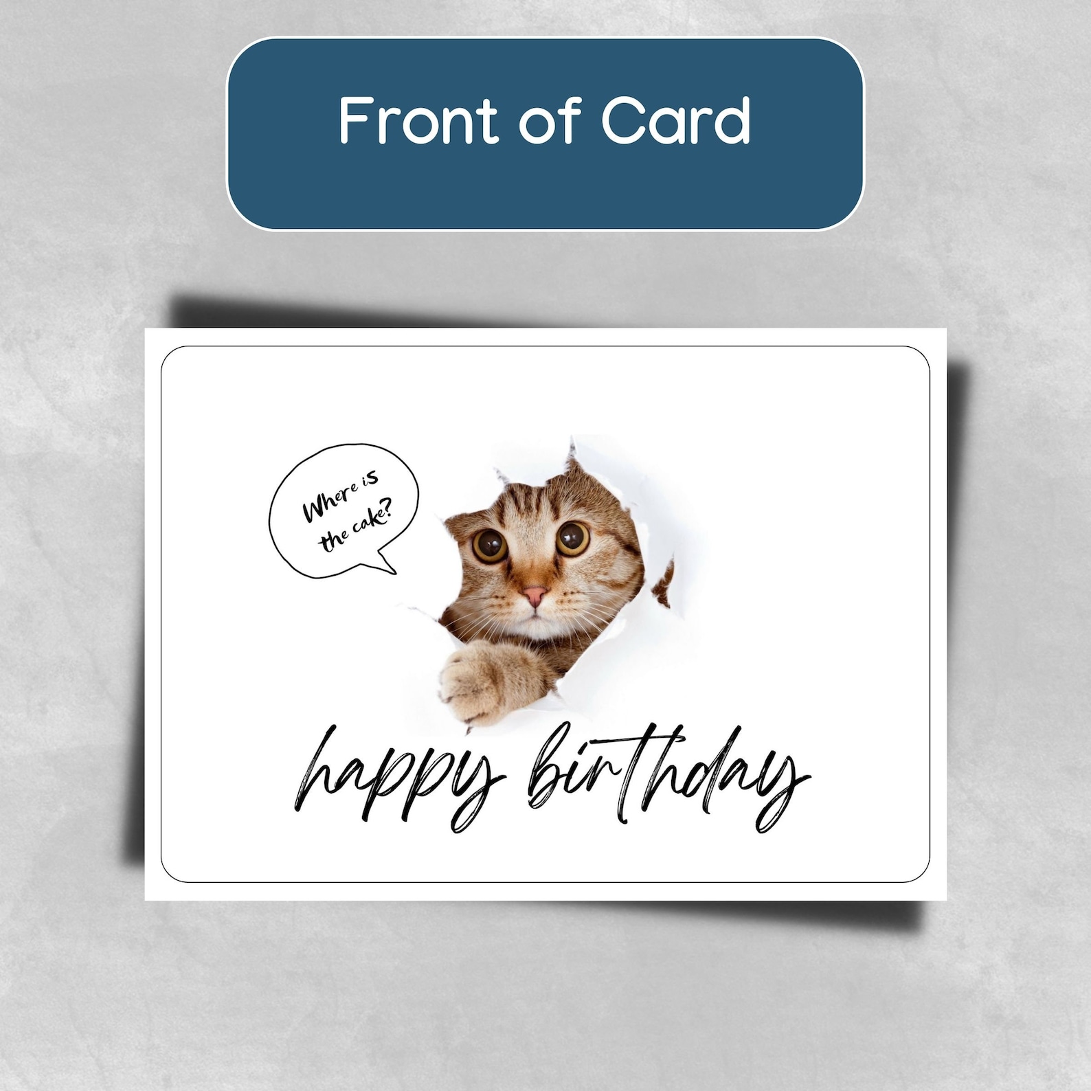 Cute Cat Birthday Card: Printable 5x7 Template (PDF, PNG) - Etsy
