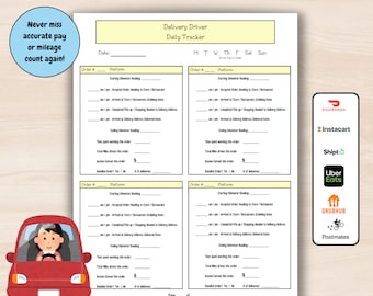 Delivery Driver Daily Tracker: Mileage & Income Log (PDF)