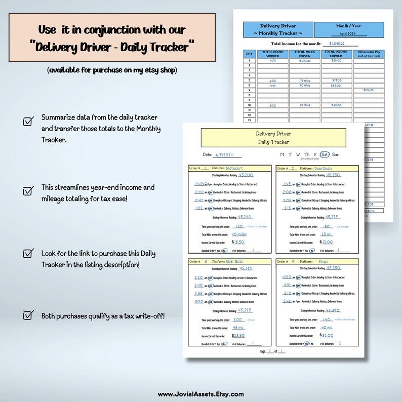 Ultimate Delivery Driver Monthly Tracker Income Spreadsheet Mileage Log Business Spreadsheet ...