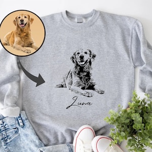 Personalized Pet Owner Sweatshirt, Custom Pet Photo And Name Sweater, Gift For Dog Owner, Cat Lover Apparel, Customized Pet Lover Sweatshirt