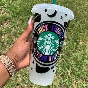 Personalized Thick Thighs and Witchy Vibes, Halloween Starbucks Cup, Spooky Season tumbler, Spooky Basket Idea, Halloween Gifts