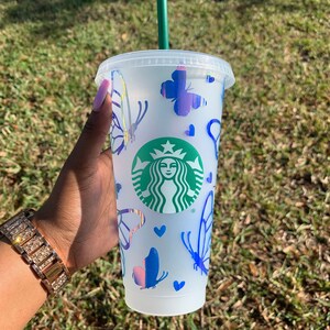 Personalized Holographic Butterfly 24 oz Starbucks Cold Cup