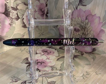 Epoxy glitter pen with name galaxy space