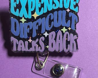 Expensive difficult talks back nurse vet tech badge reel