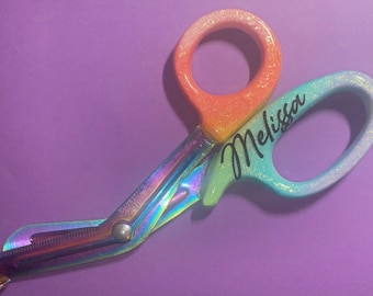 5.5" Glitter trauma shears-scissors personalized EMT Nurse Vet Tech