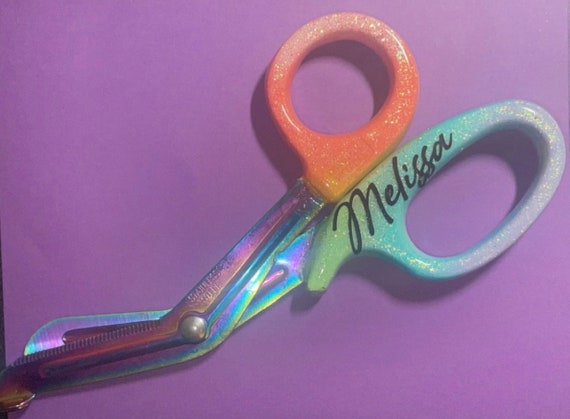 5.5" Glitter trauma shears-scissors personalized EMT Nurse Vet Tech