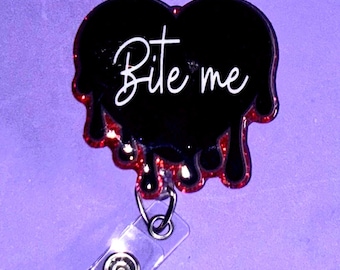 Bite me, anti-valentine love is gross Valentine’s Day nurse vet tech badge reel