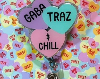Conversation hearts veterinary humor Valentine’s badge reel