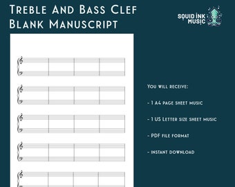 Treble and bass clef blank manuscript