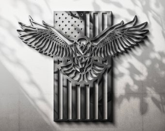 This is America Upcycled American Flag with Bald Eagle Wall Art
