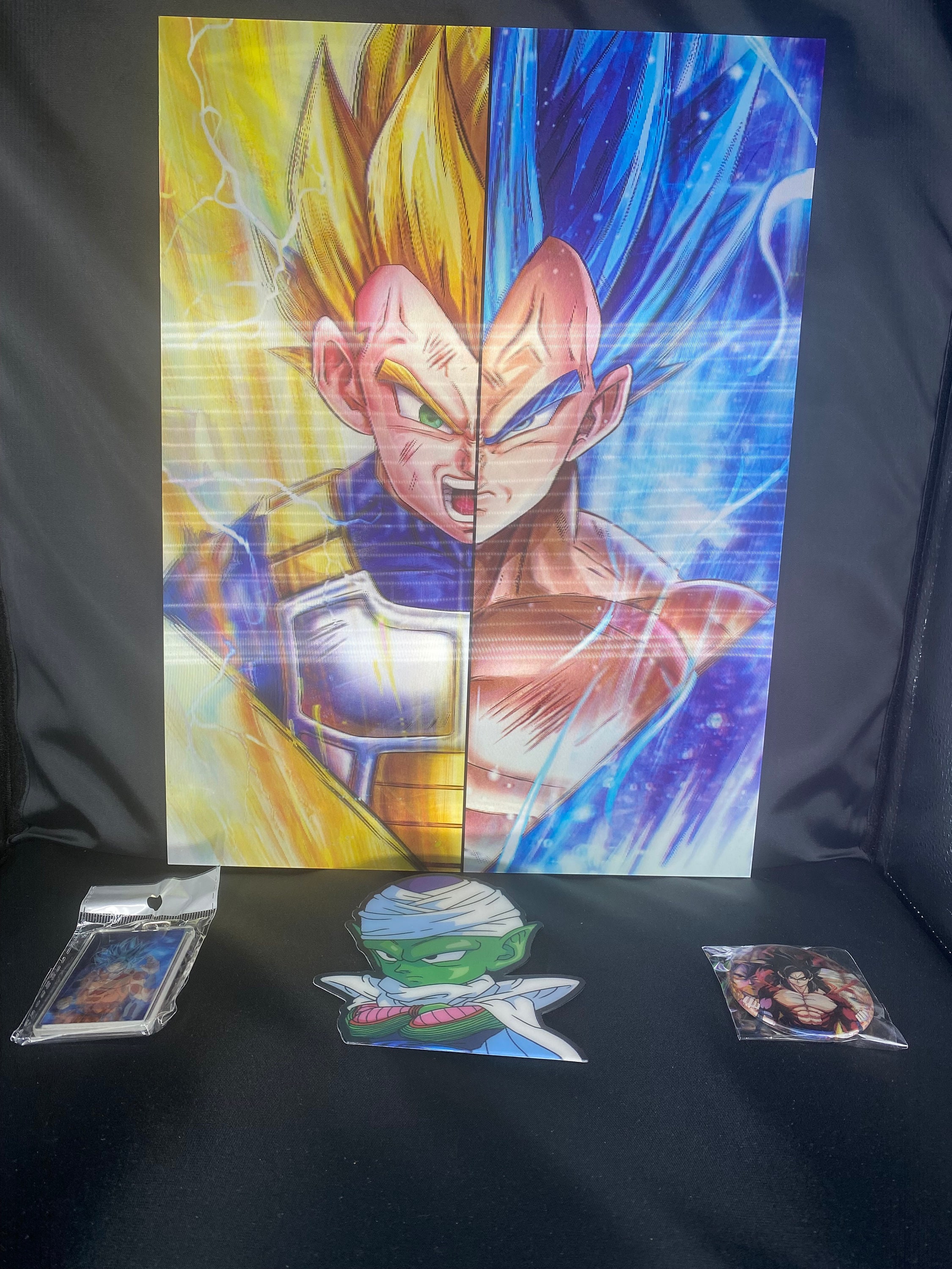 Vegeta Super Saiyan God Red / Blue Mash Up Poster, DBZ, NEW, USA