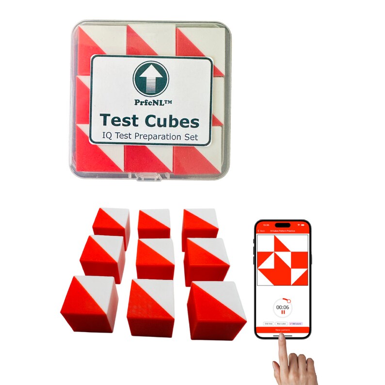 Test Cubes red and White Study for Blockdesign Test, Practice