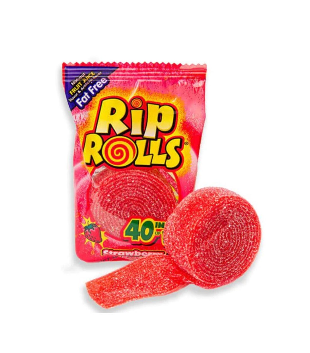 Strawberry Rip Rolls Sour Belt Candy Fat Free Candy Etsy