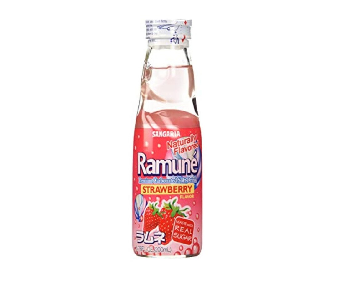 Sangaria Ramuné Strawberry Japanese Soda 6.76 Oz Bottle 200ml Etsy