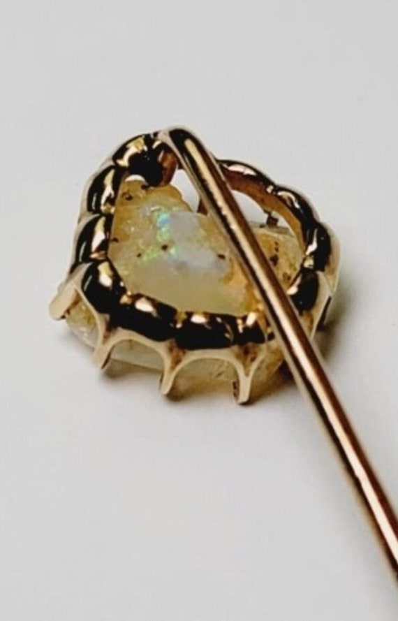 Ladies 18kt Yellow Gold AAA Opal Stick Pin - image 6