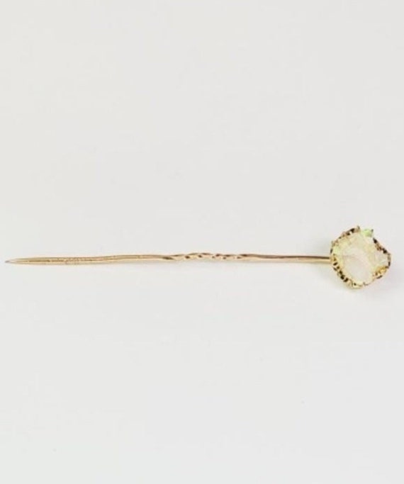 Ladies 18kt Yellow Gold AAA Opal Stick Pin - image 1