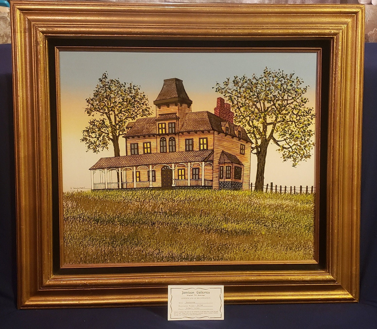 Signed H. Hargrove Genuine Farmhouse/landscape Oil Painting