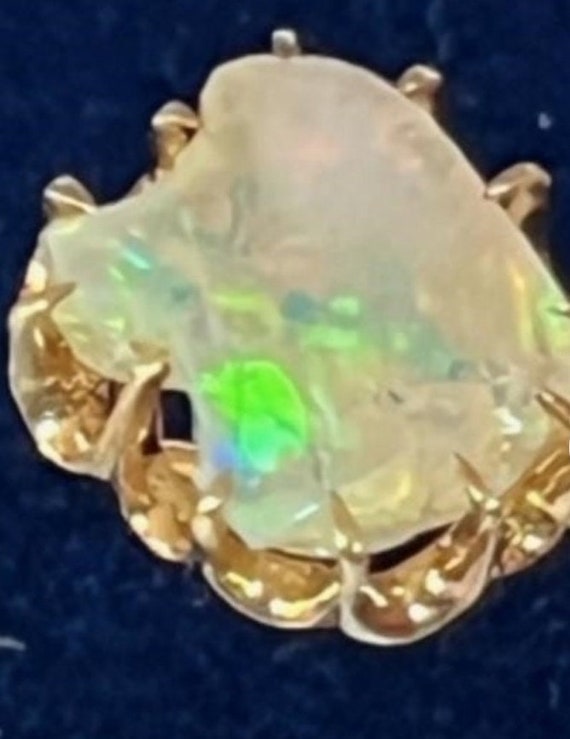 Ladies 18kt Yellow Gold AAA Opal Stick Pin - image 2