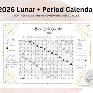 2026 Mondkalender: Nord- & Südhalbkugel (Digitaler Download)