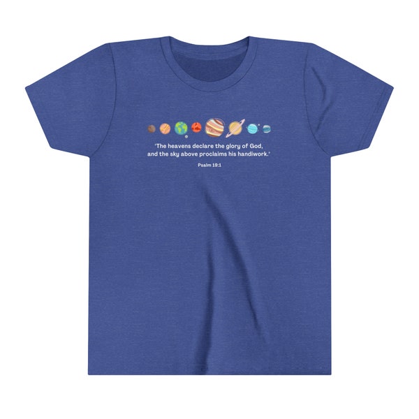 Planeten - Weltraum, Sonne, Mond, Sterne, Erde - Psalm 19: 1 - Christliches Kinderhemd, Bibelvershemd, Jugend-T-Shirt