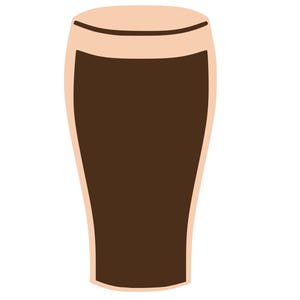 May include: A tall glass of dark brown liquid with a light brown rim.