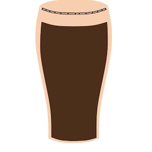 May include: A brown glass pint of beer with a foamy head.