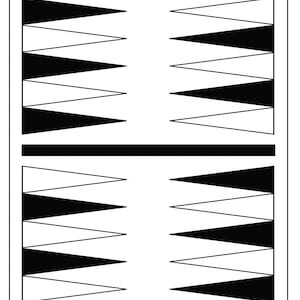 May include: Black and white domino tile with a double-six pattern. Each side of the tile has six black triangles.