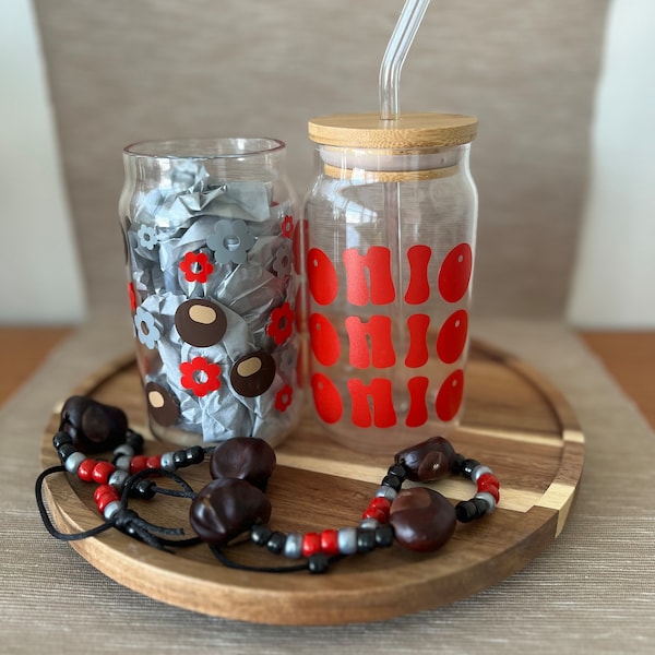 Ohio State Buckeyes Beer Can Glass | 16oz Iced Coffee Glass | Ohio State | OSU Pint Glass | Ohio State Cup