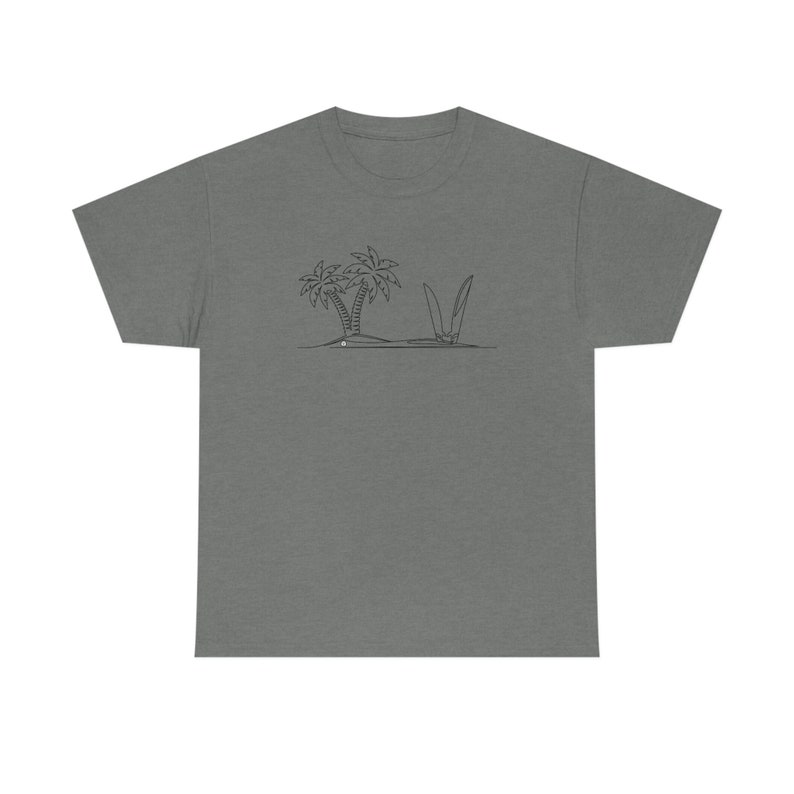 Island Surfing T-shirt Single Line Surf Boards Beach Design Unisex Cotton Tee image 8