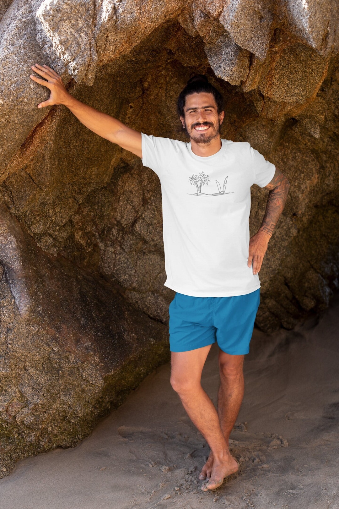 Surf Pattern Shirts Island Surfing T-shirt - Single Line Surf Boards Beach Design - Unisex ...