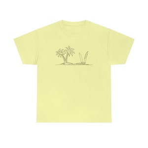 Island Surfing T-shirt Single Line Surf Boards Beach Design Unisex Cotton Tee image 4