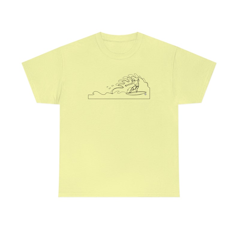 Surfing Man T-shirt Line Drawing Surf Wave Tube Design Unisex Cotton Tee image 7
