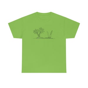 Island Surfing T-shirt Single Line Surf Boards Beach Design Unisex Cotton Tee image 6