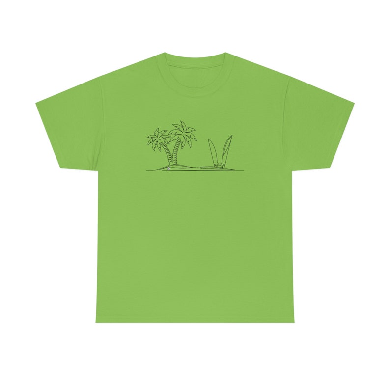 Island Surfing T-shirt Single Line Surf Boards Beach Design Unisex Cotton Tee image 6