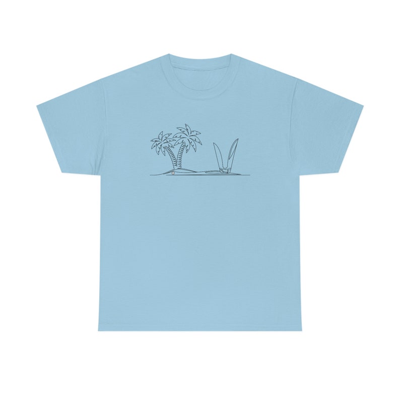 Island Surfing T-shirt Single Line Surf Boards Beach Design Unisex Cotton Tee image 3