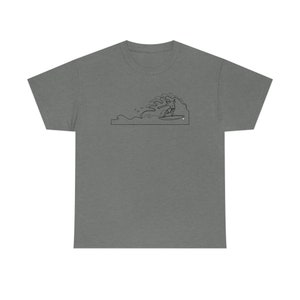Surfing Man T-shirt Line Drawing Surf Wave Tube Design Unisex Cotton Tee image 4